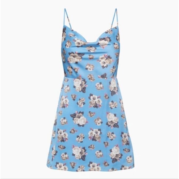 ARITZIA | Sunday Best Spencer Mini Dress Blue Floral Sz SMALL - Picture 4 of 10